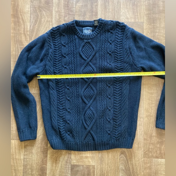 Chaps 100% Cotton Black Size Large Cable Knit Sweater - Picture 4 of 7
